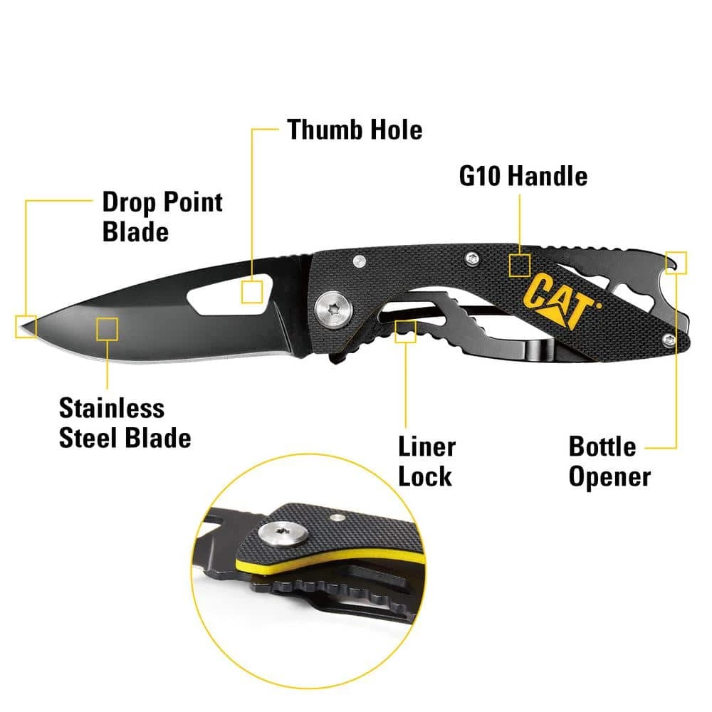 6.25 in. Folding Skeleton Knife with Bottle Opener by CAT - Image 3