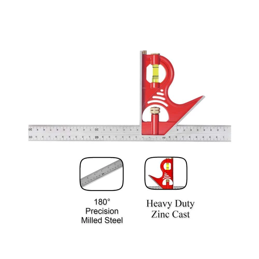 12 in. Combination Square with Zinc Head and Stainless Steel Blade by Kapro