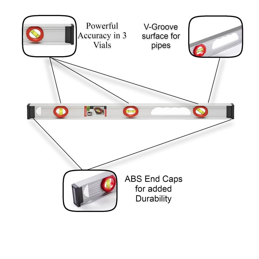 24 in. Bubble Vial Aluminum I-Beam Level by Kapro - Image 7