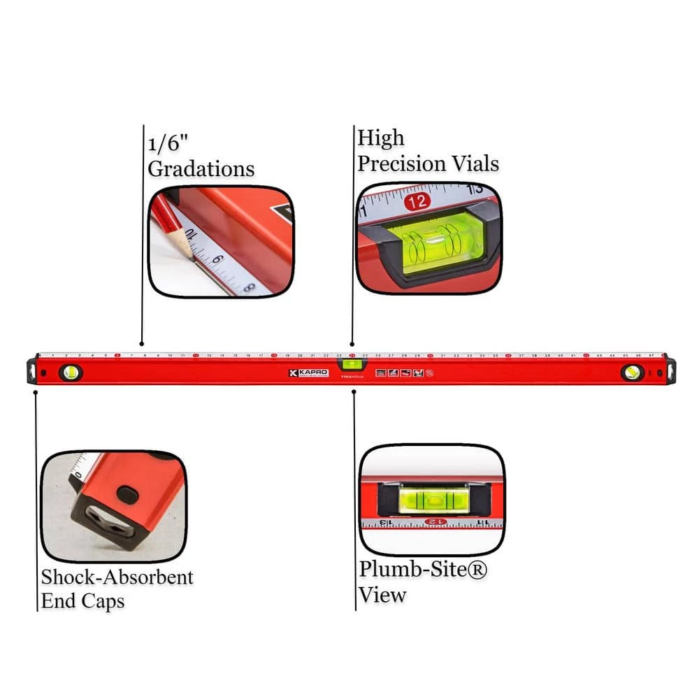 48 in. Exodus Professional Box Level with 45 Vial and Ruler by Kapro - Image 2