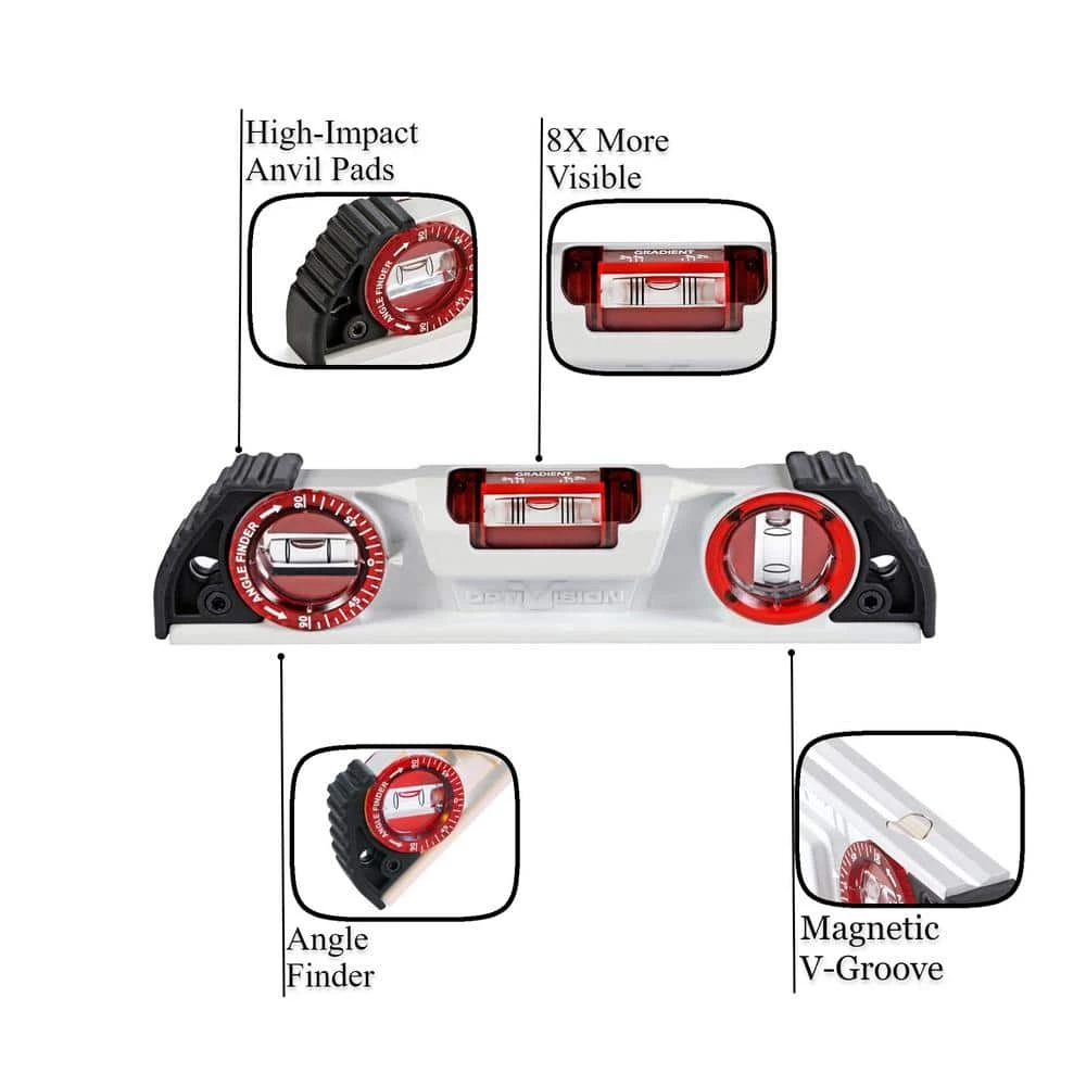 10 in. Magnetic Cast Torpedo Level with OPTIVISION and Angle Finder by Kapro - Image 2