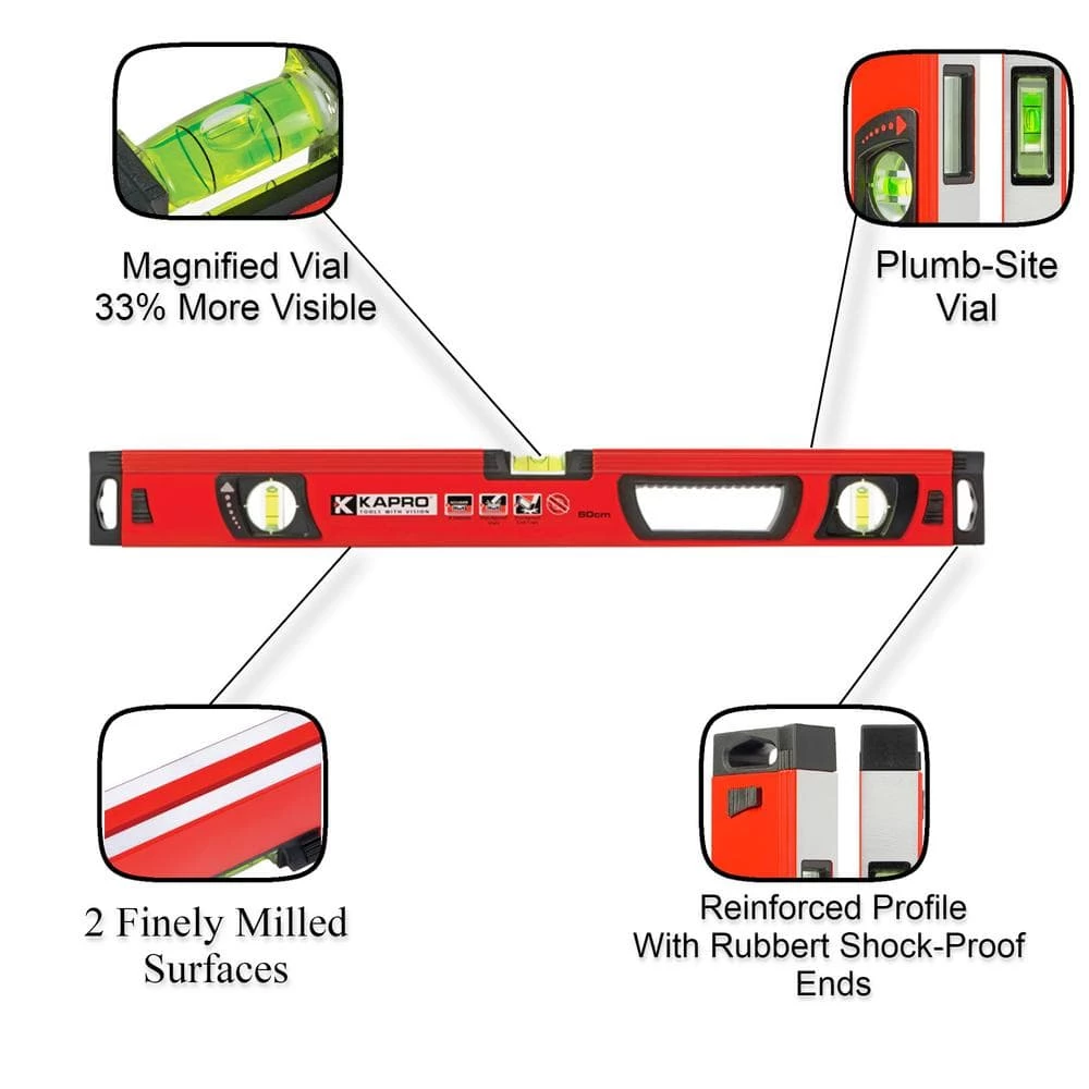 72 in. Vulcan Box Level with Magnified Vials and Plumb Site by Kapro - Image 2