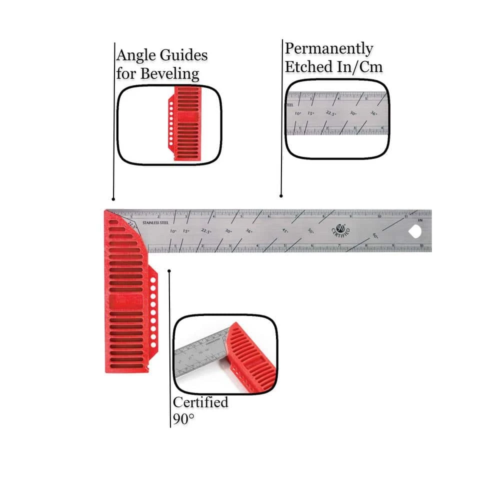 8 in. Try and Mitre Square with Stainless Steel Blade by Kapro - Image 2