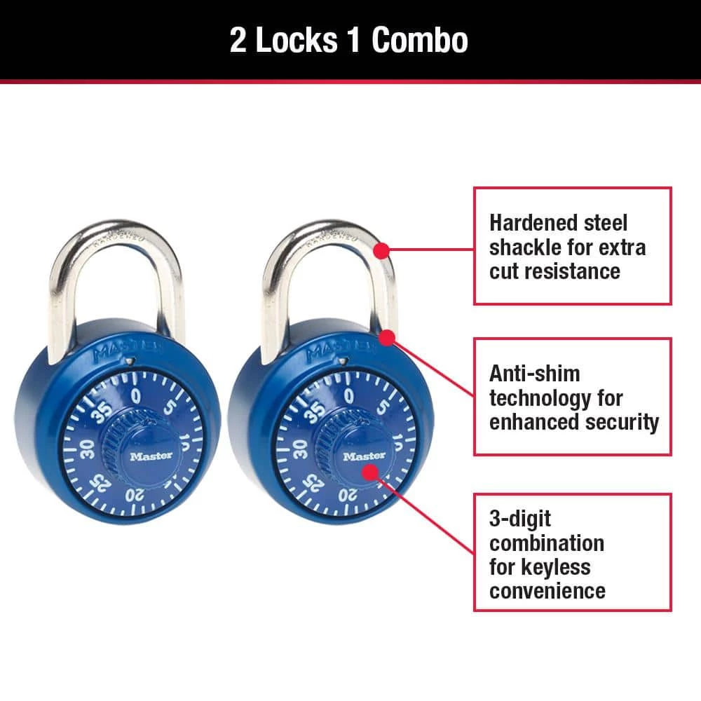 Dial Number Combination Locker Lock, Assorted Colors, 2 Pack by Master Lock - Image 3