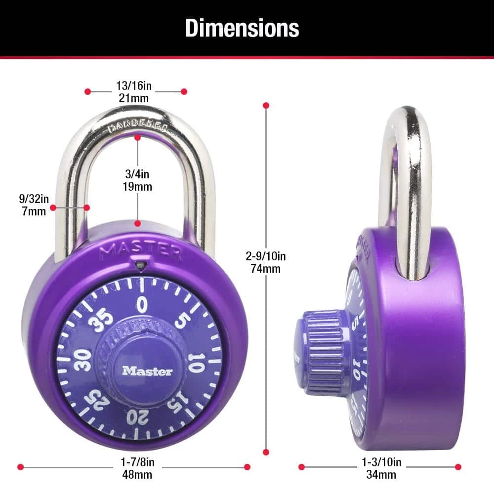Dial Number Combination Locker Lock, Assorted Colors, 2 Pack by Master Lock - Image 7