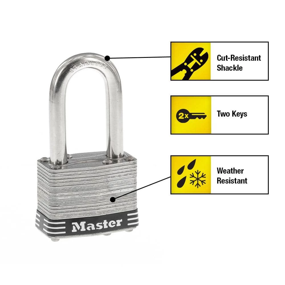 Stainless Steel Outdoor Padlock with Key, 1-3/4 in. Wide, 1-1/2 in. Shackle by Master Lock - Image 3
