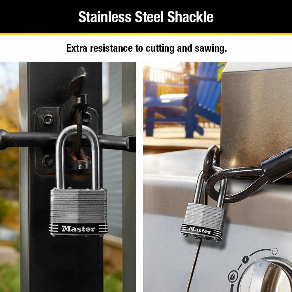 Stainless Steel Outdoor Padlock with Key, 1-3/4 in. Wide, 1-1/2 in. Shackle by Master Lock - Image 2