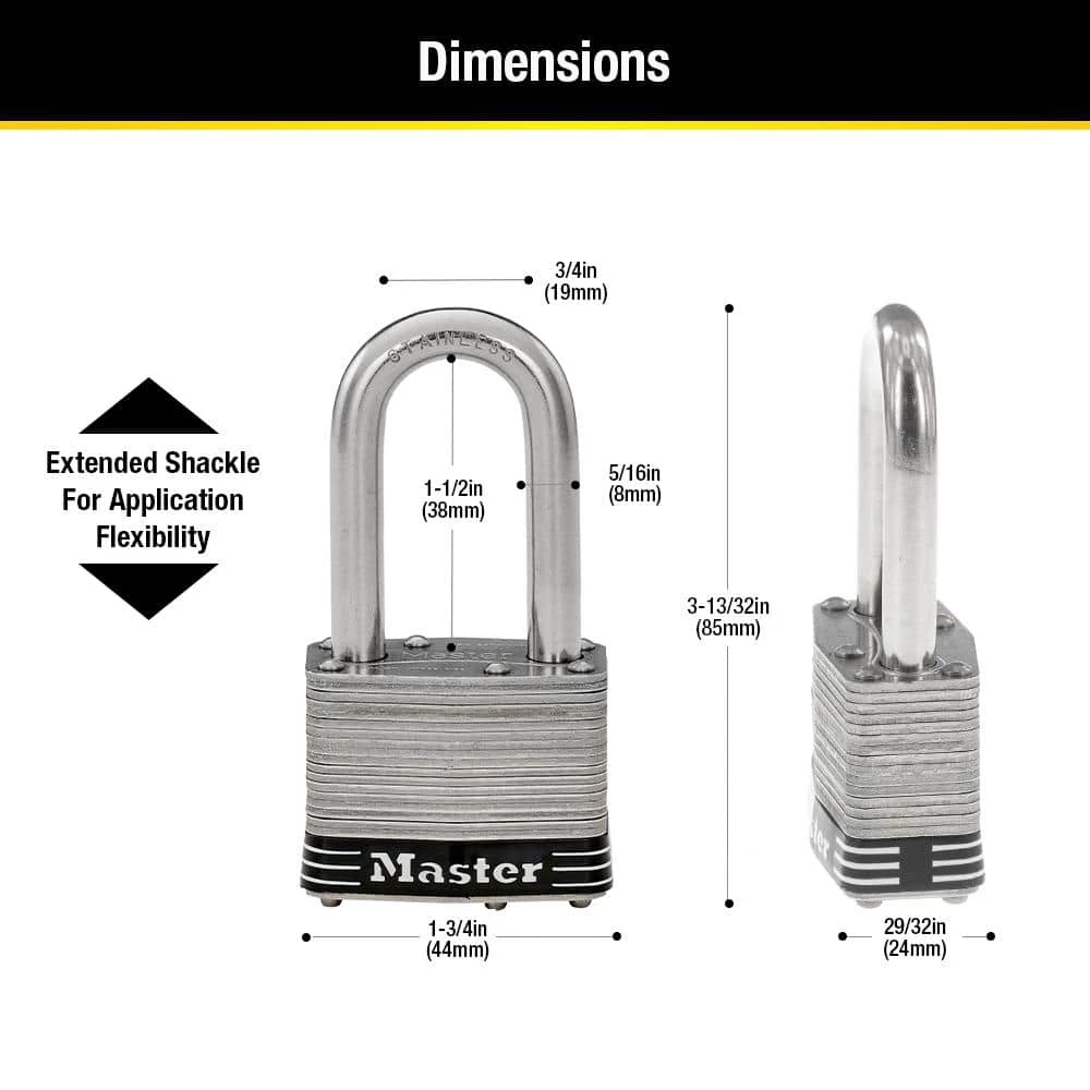 Stainless Steel Outdoor Padlock with Key, 1-3/4 in. Wide, 1-1/2 in. Shackle by Master Lock - Image 6