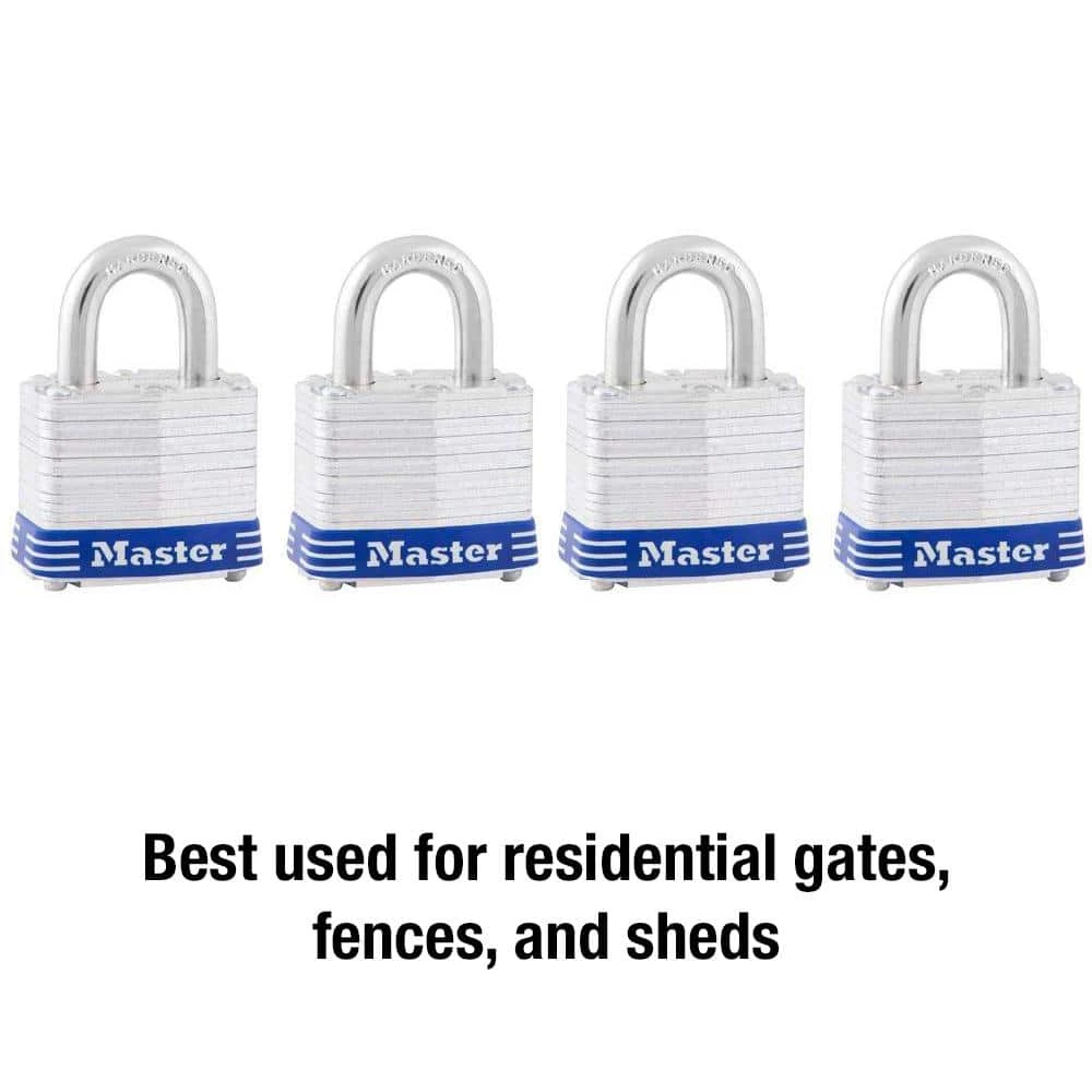 Outdoor Padlock with Key, 1-9/16 in. Wide, 4 Pack by Master Lock - Image 3