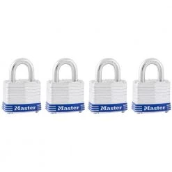 Outdoor Padlock with Key, 1-9/16 in. Wide, 4 Pack by Master Lock