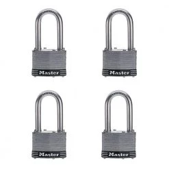 Stainless Steel Outdoor Padlock with Key, 2 in. Wide, 2 in. Shackle, 4 Pack by Master Lock