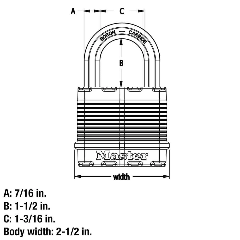 Heavy Duty Outdoor Padlock with Key, 2-1/2 in. Wide, 1-1/2 in. Shackle by Master Lock - Image 7