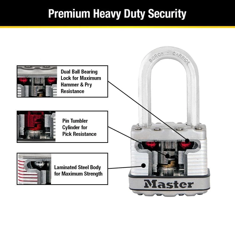 Heavy Duty Outdoor Padlock with Key, 1-3/4 in. Wide, 1-1/2 in. Shackle, 4 Pack by Master Lock - Image 5