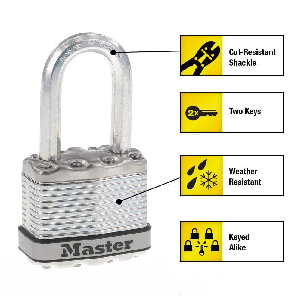 Heavy Duty Outdoor Padlock with Key, 1-3/4 in. Wide, 1-1/2 in. Shackle, 4 Pack by Master Lock - Image 3