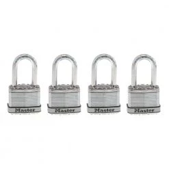 Heavy Duty Outdoor Padlock with Key, 1-3/4 in. Wide, 1-1/2 in. Shackle, 4 Pack by Master Lock