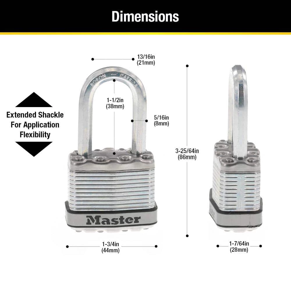 Heavy Duty Outdoor Padlock with Key, 1-3/4 in. Wide, 1-1/2 in. Shackle, 4 Pack by Master Lock - Image 6