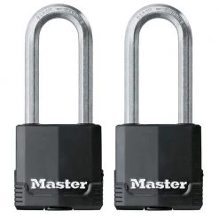 Heavy Duty Outdoor Padlock with Key, 2-1/8 in. Wide, 2-1/2 in. Shackle, 2 Pack by Master Lock