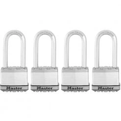 Heavy Duty Outdoor Padlock with Key, 2 in. Wide, 2-1/2 in. Shackle, 4 Pack by Master Lock