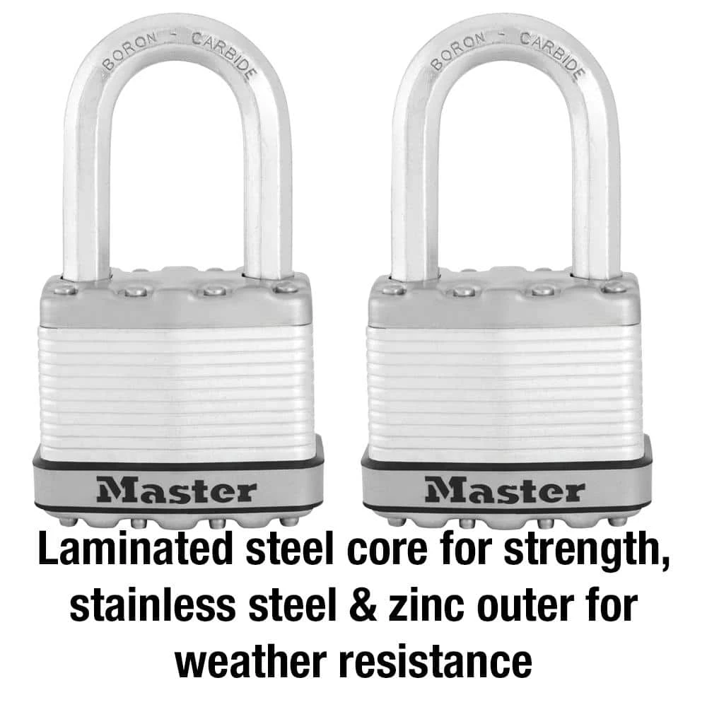 Heavy Duty Outdoor Padlock with Key, 2 in. Wide, 1-1/2 in. Shackle, 2 Pack by Master Lock - Image 4
