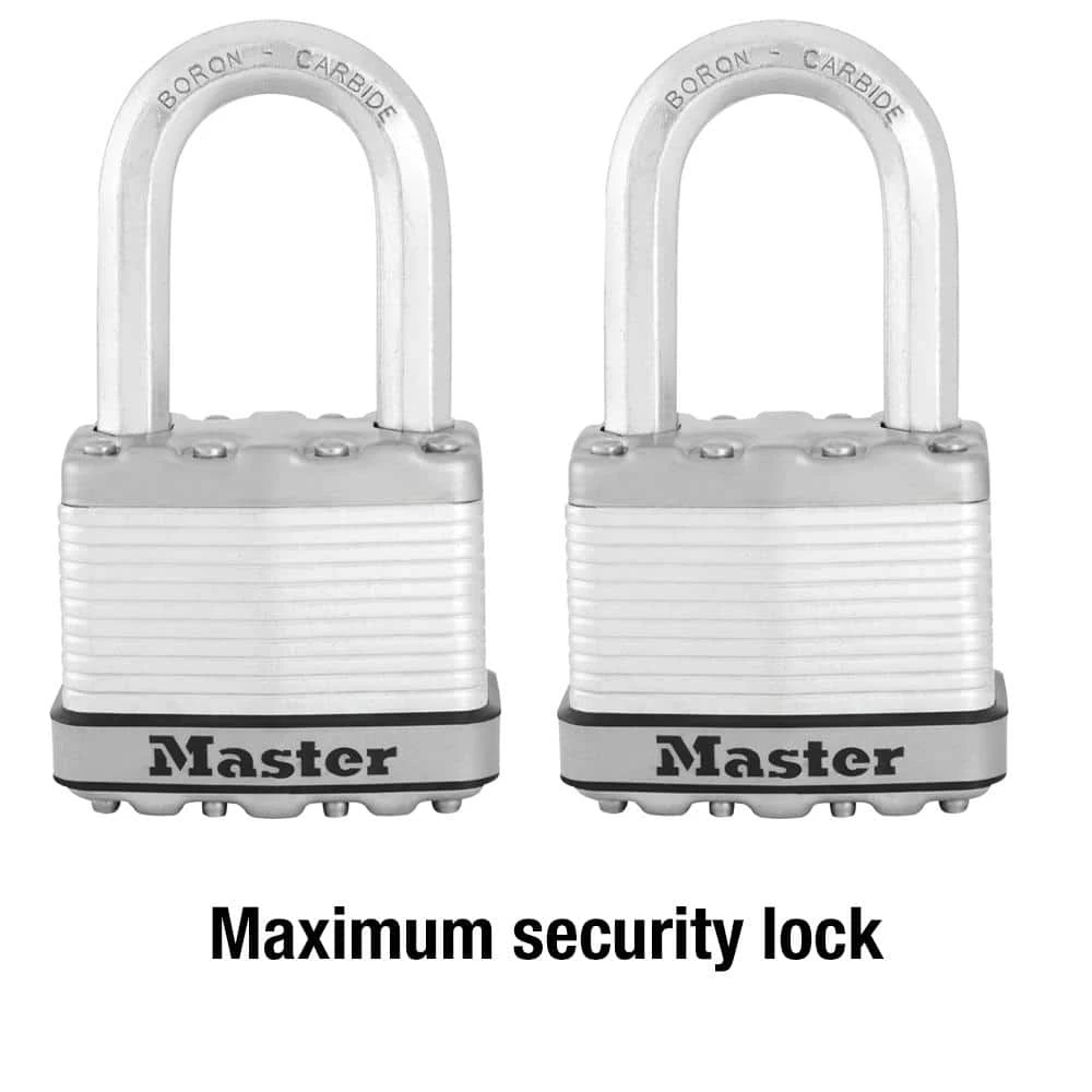 Heavy Duty Outdoor Padlock with Key, 2 in. Wide, 1-1/2 in. Shackle, 2 Pack by Master Lock - Image 3