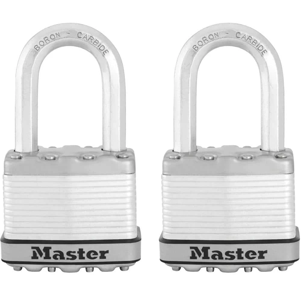 Heavy Duty Outdoor Padlock with Key, 2 in. Wide, 1-1/2 in. Shackle, 2 Pack by Master Lock