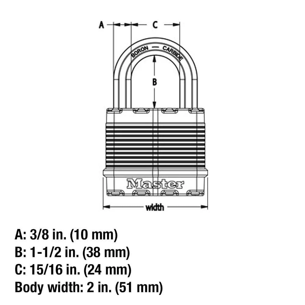 Heavy Duty Outdoor Padlock with Key, 2 in. Wide, 1-1/2 in. Shackle, 2 Pack by Master Lock - Image 7